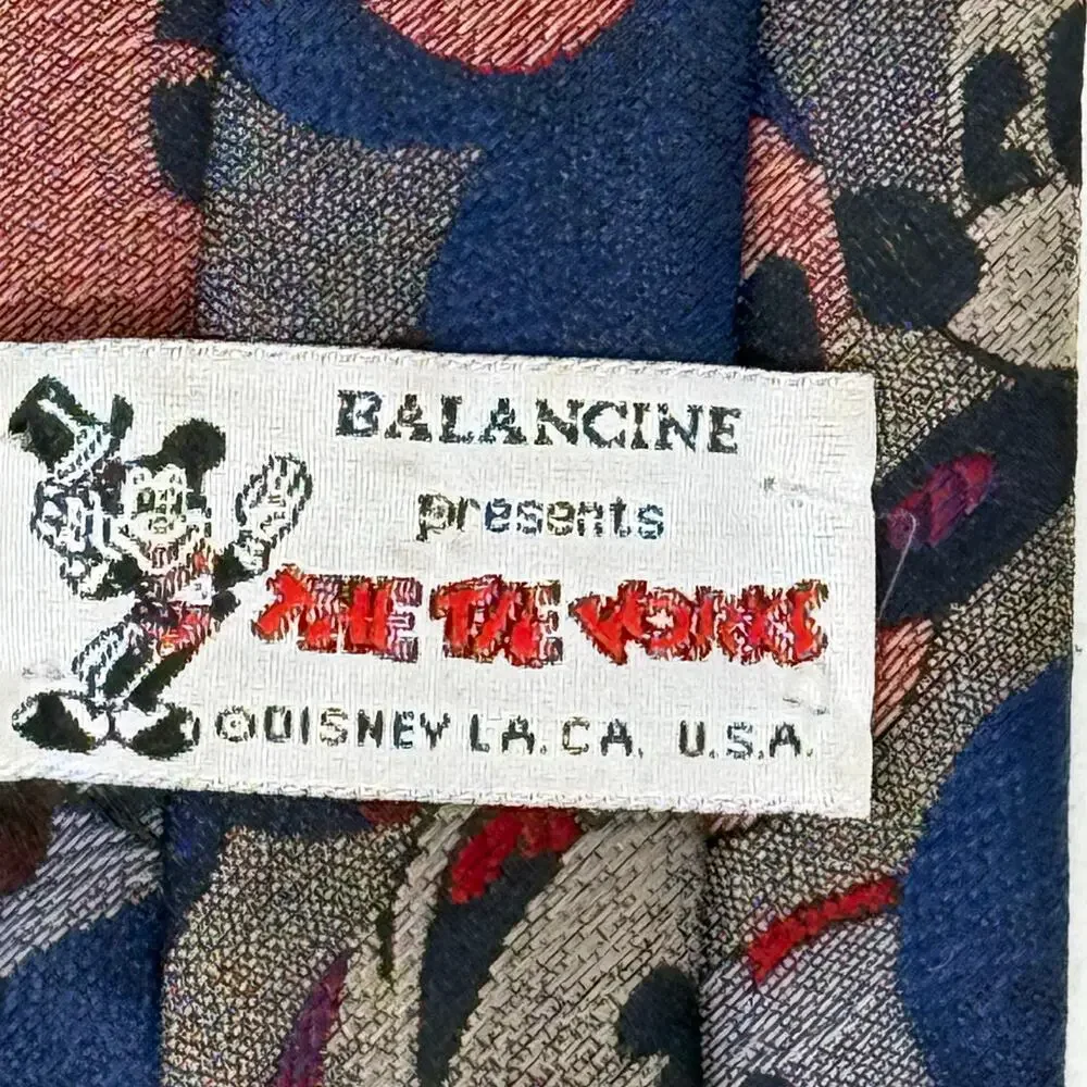 Vintage 90s Disney Mickey Mouse Neck Tie Blue Red USA Made Balancine